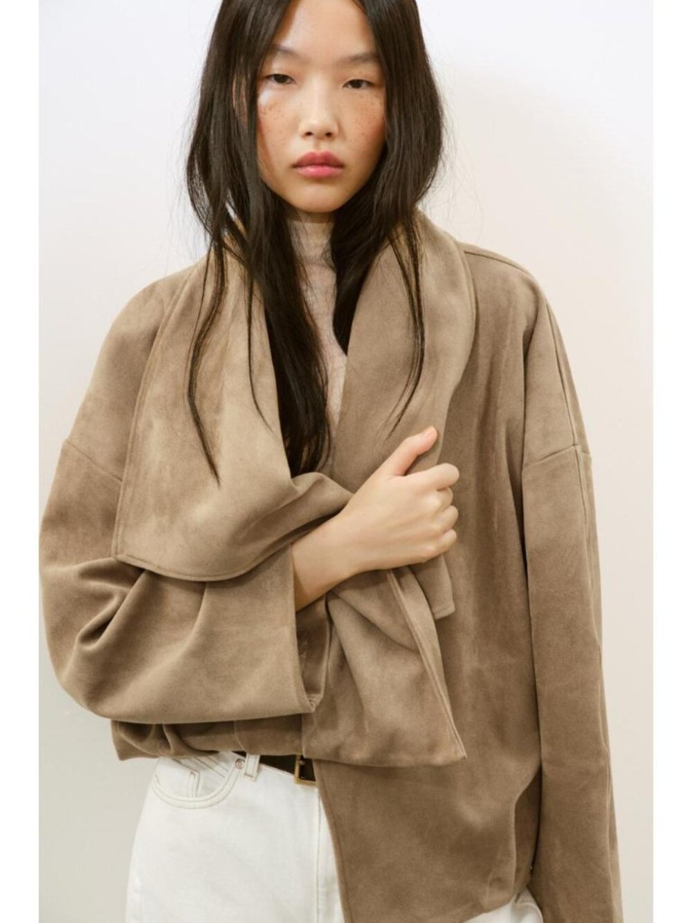 ZARA FAUX SUEDE WRAP JACKET